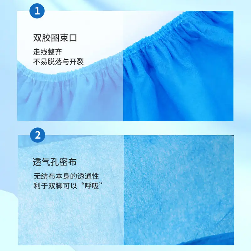 Disposable Non-Woven Shoe Cover Blue Anti-Static Breathable - Image 2