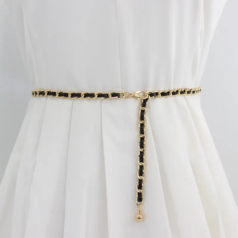 Gold Plated Black Embellished Wind Pendant Waist Chain - Image 2