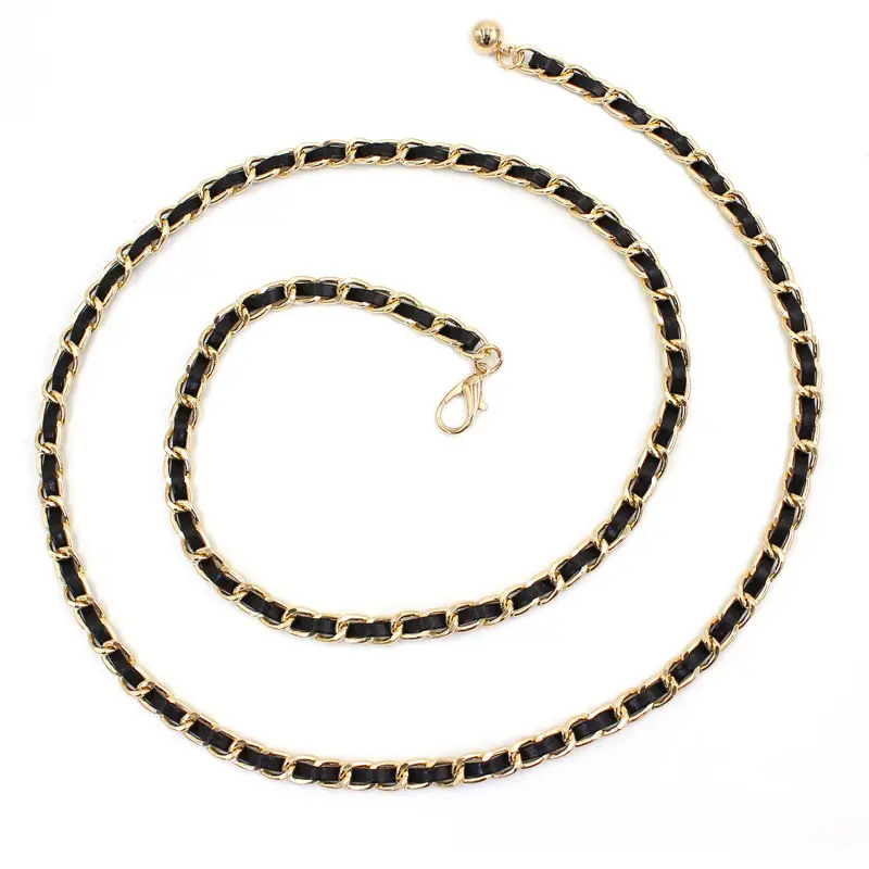 Gold Plated Black Embellished Wind Pendant Waist Chain - Image 6