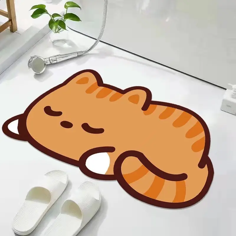 Cute Cartoon Cat Bathroom Floor Mat Quick Dry Non-Slip - Image 10