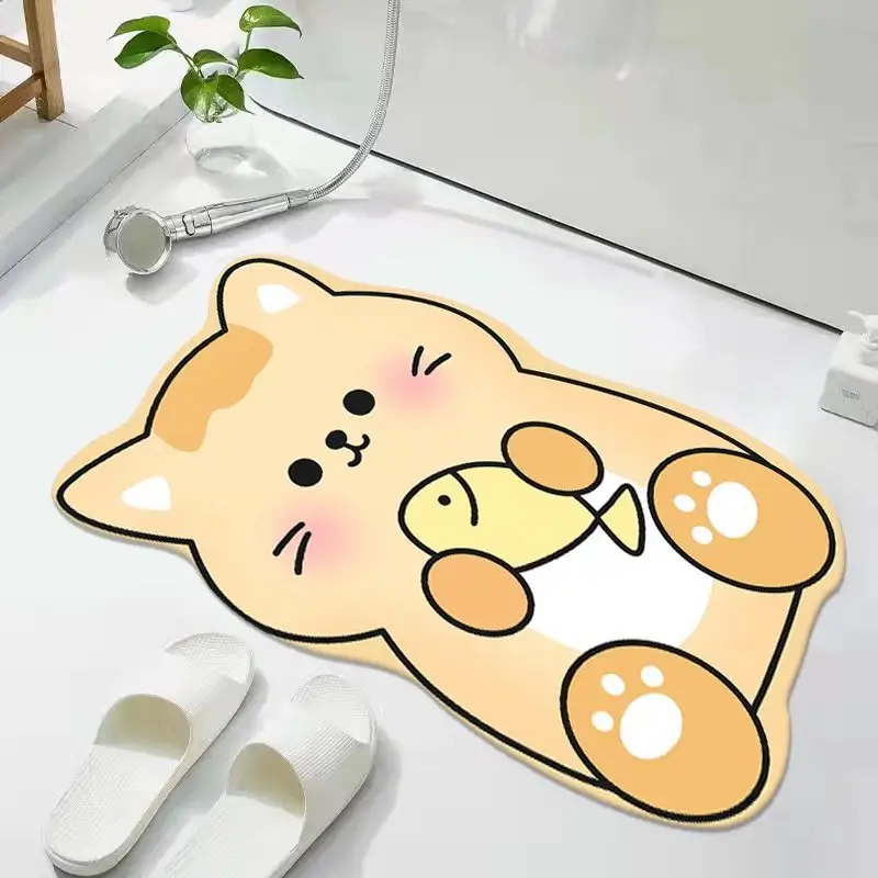 Cute Cartoon Cat Bathroom Floor Mat Quick Dry Non-Slip - Image 13