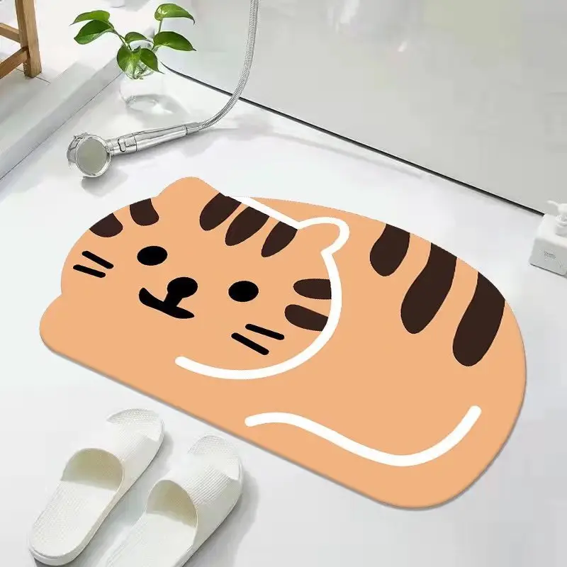 Cute Cartoon Cat Bathroom Floor Mat Quick Dry Non-Slip - Image 4
