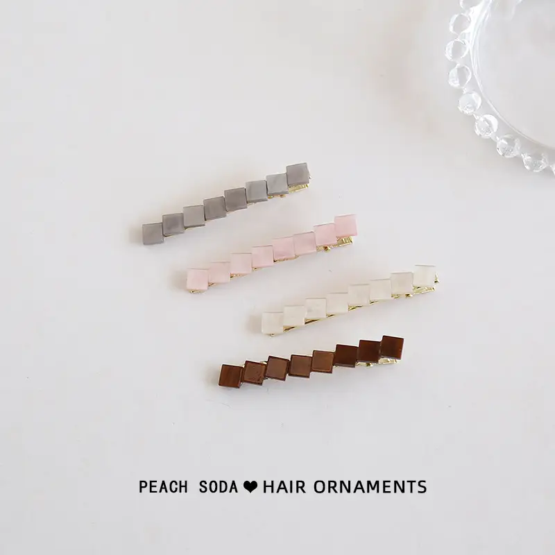 Peach Soda Square Hair Clips for Women