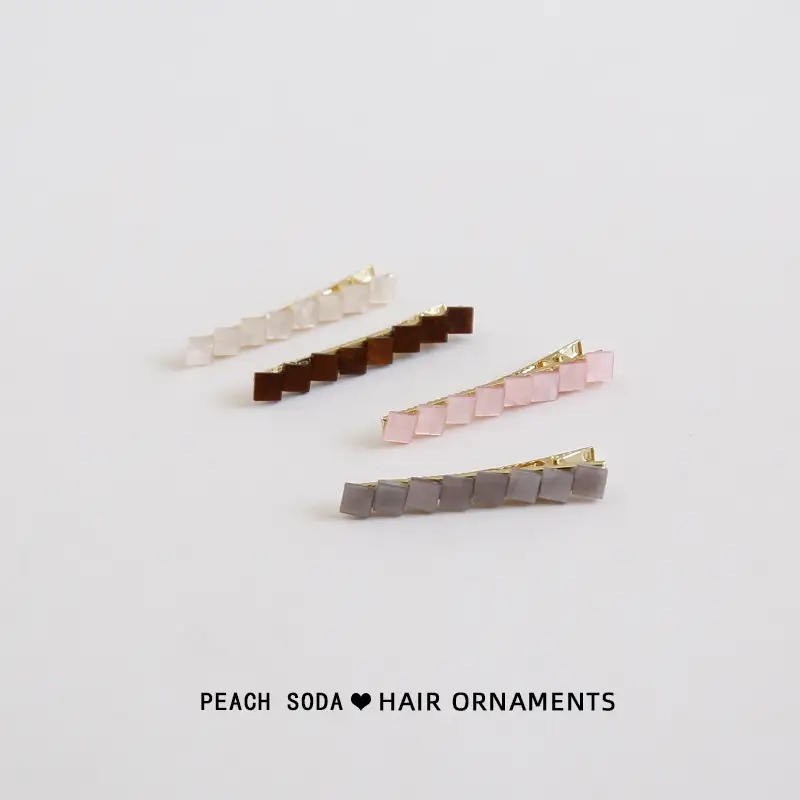 Peach Soda Square Hair Clips for Women