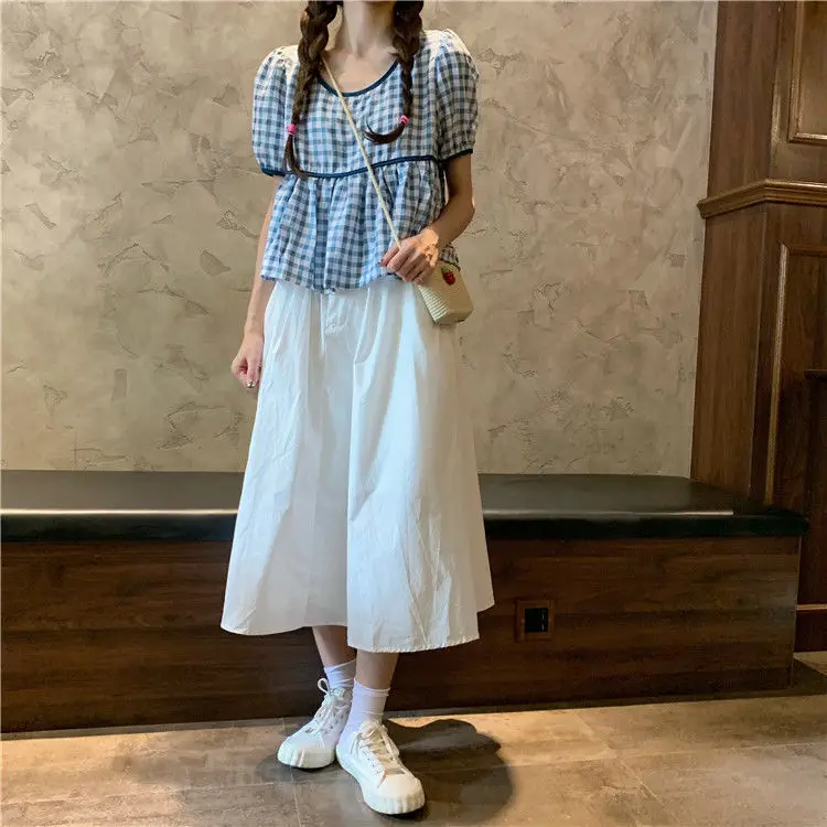 Plus Size White A-Line Skirt Mid Length Fat mm — feature 10