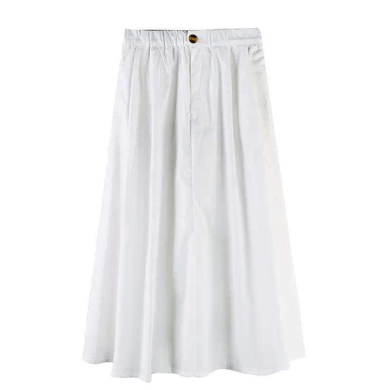 Plus Size White A-Line Skirt Mid Length Fat mm — feature 7