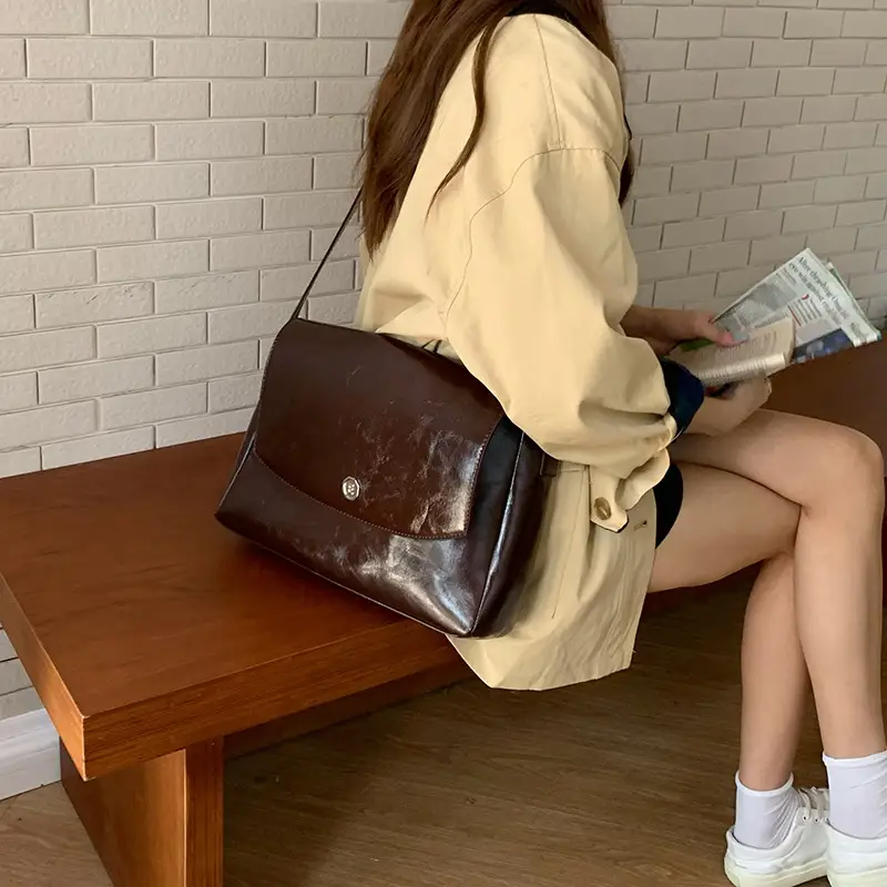 2025 Autumn Retro Brown Leather Briefcase for Women - Image 6