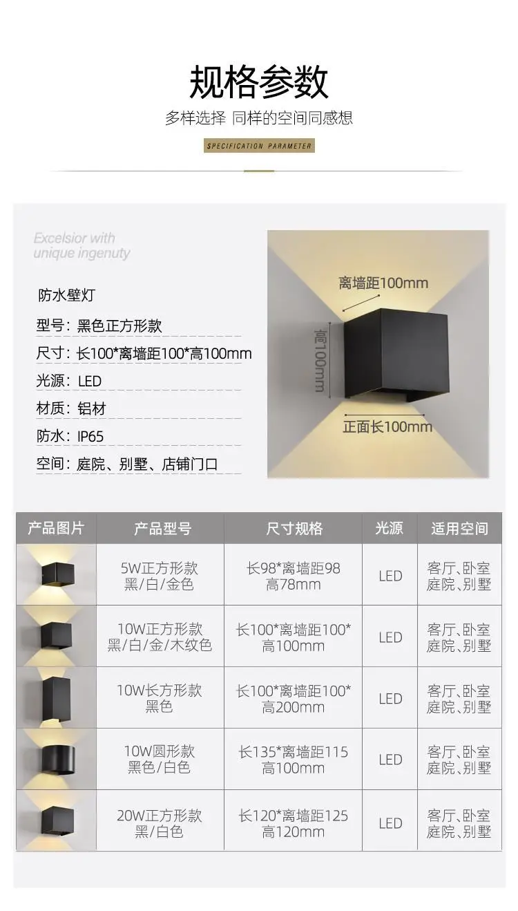 5.8m² 12W White LED Wall Lamp Outdoor Waterproof — feature 11