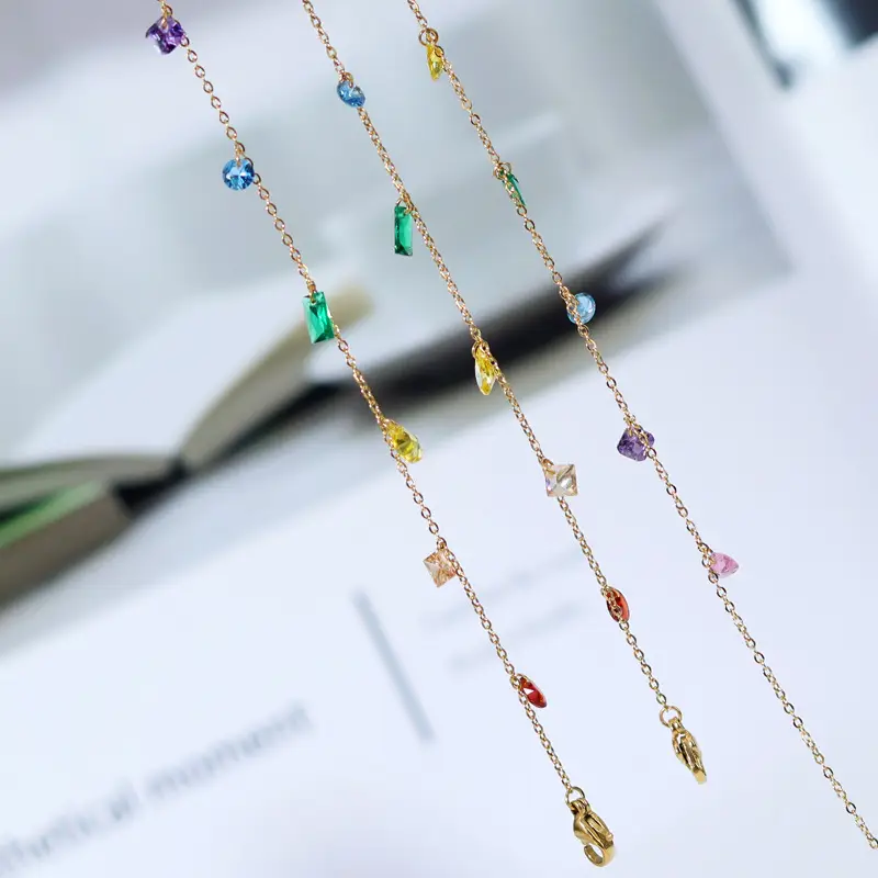 Korean Style Rainbow Diamond Bracelet Titanium Steel Plated 18K Gold - Image 4