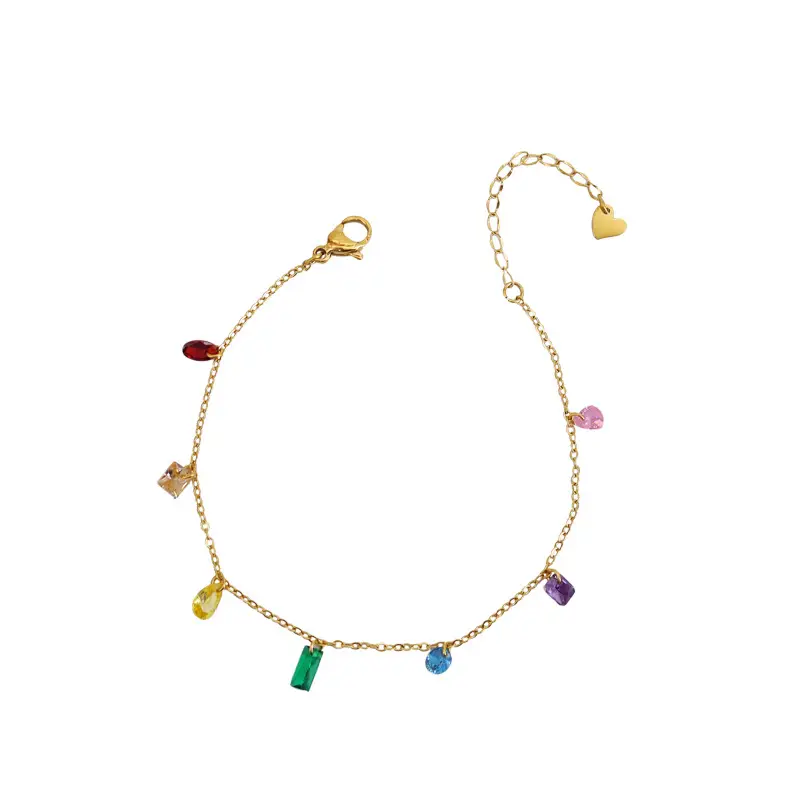 Korean Style Rainbow Diamond Bracelet Titanium Steel Plated 18K Gold - Image 7