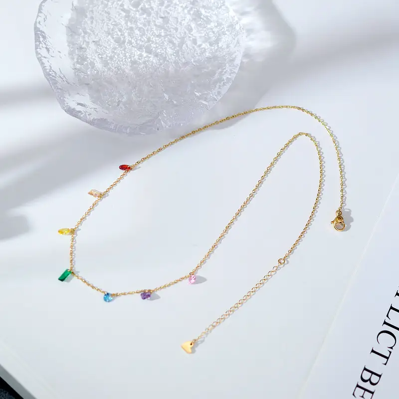 Korean Style Rainbow Diamond Bracelet Titanium Steel Plated 18K Gold - Image 2