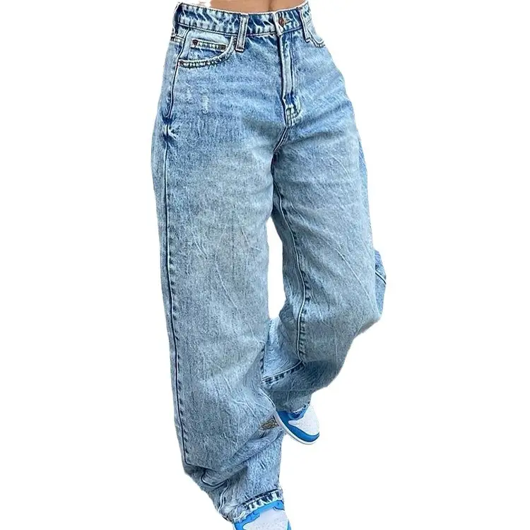 Women Slim Fit Jeans Blue Denim High Waist Casual - Image 7