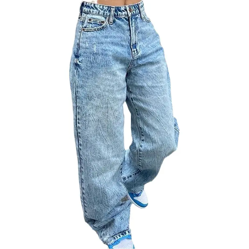 Women Slim Fit Jeans Blue Denim High Waist Casual