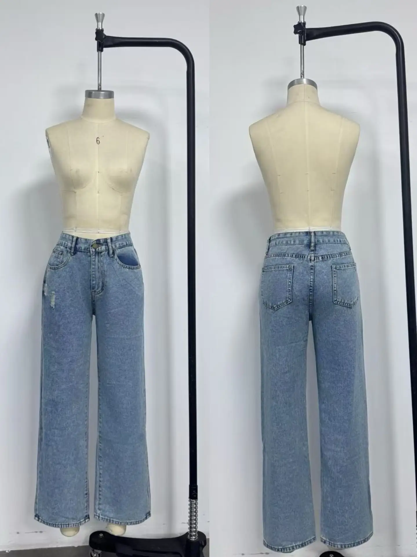 Women Slim Fit Jeans Blue Denim High Waist Casual — feature 4