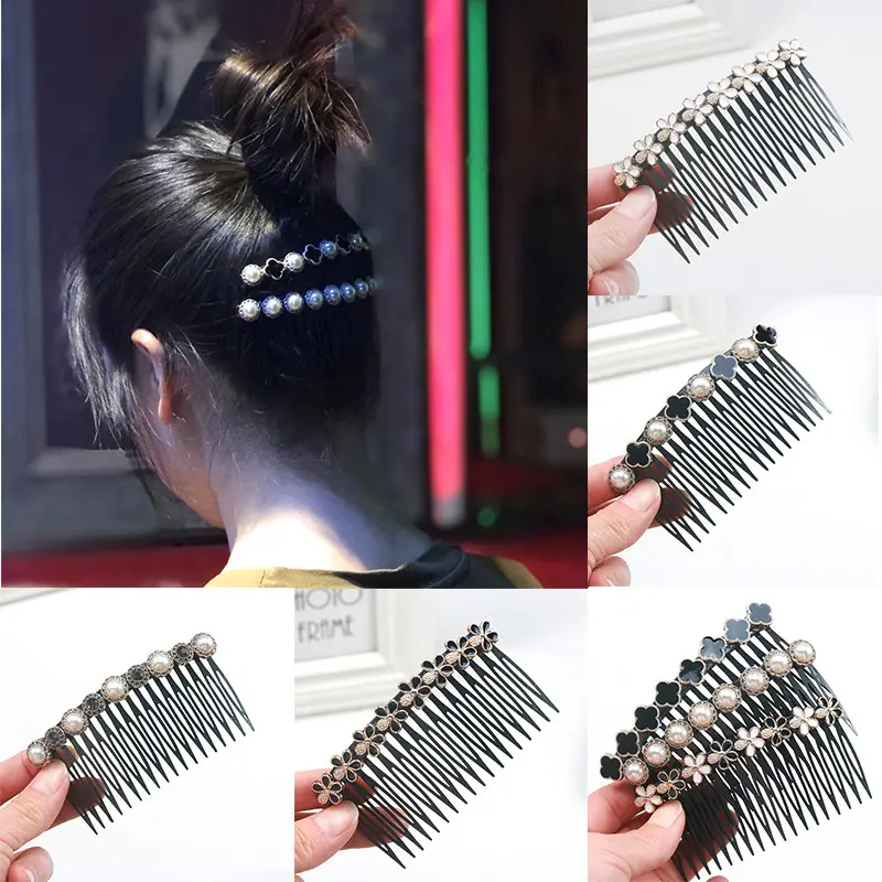 Black Pearl Hair Comb with Crystal & Pearl Accents - Image 26