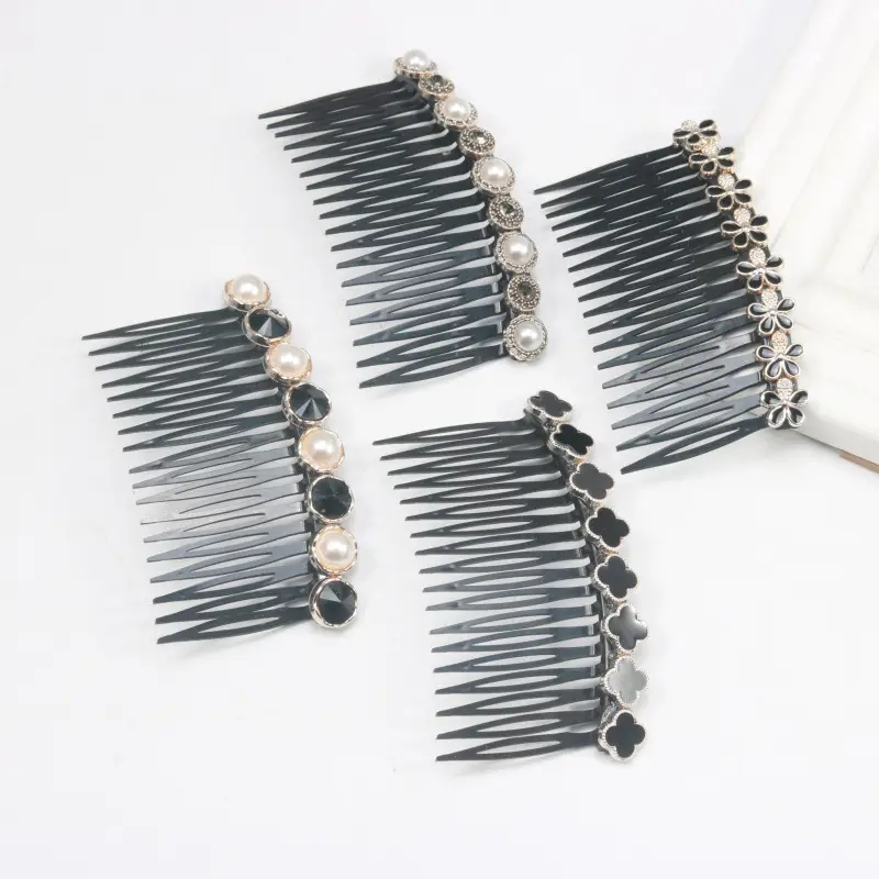 Black Pearl Hair Comb with Crystal & Pearl Accents - Image 19