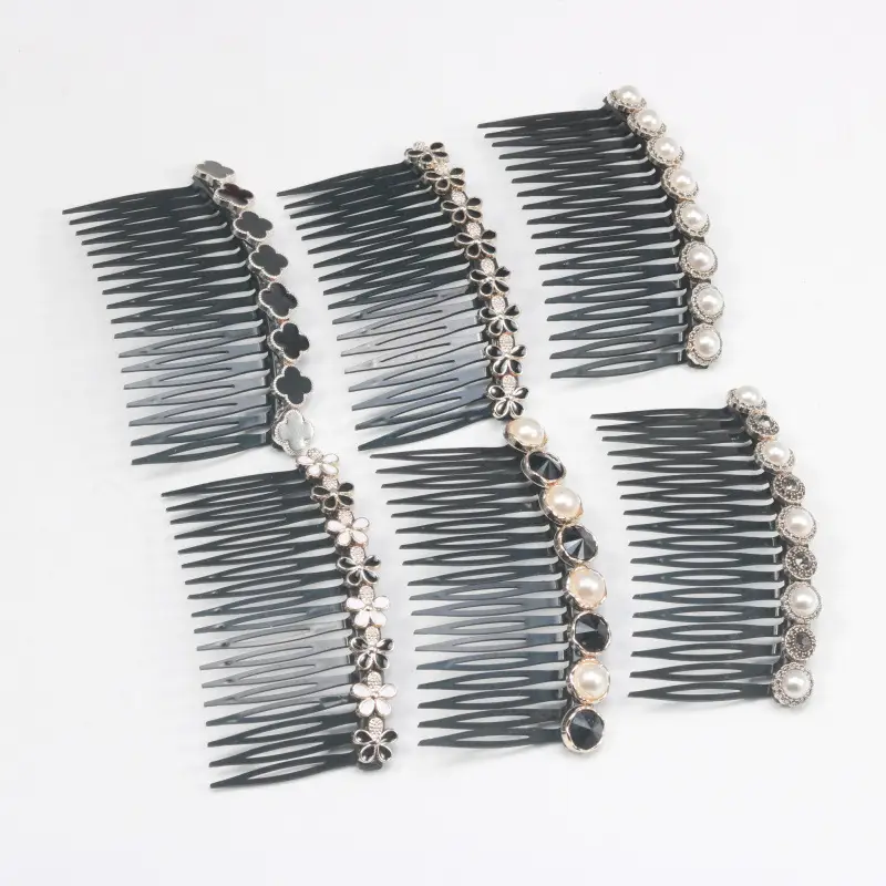 Black Pearl Hair Comb with Crystal & Pearl Accents - Image 22