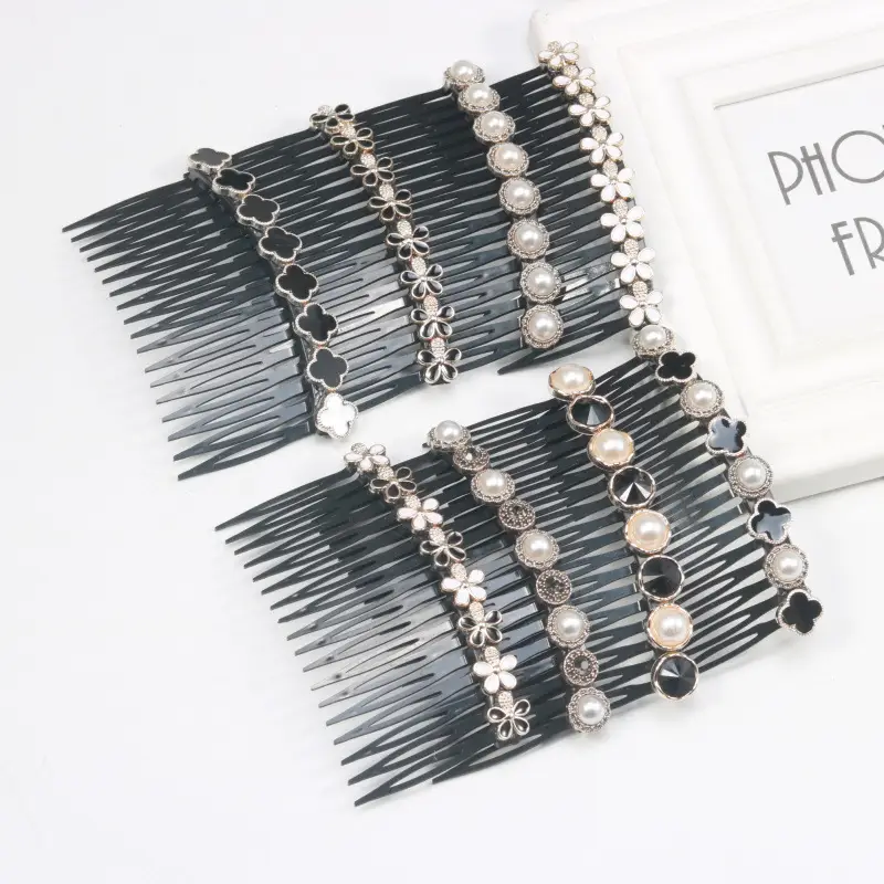 Black Pearl Hair Comb with Crystal & Pearl Accents - Image 23