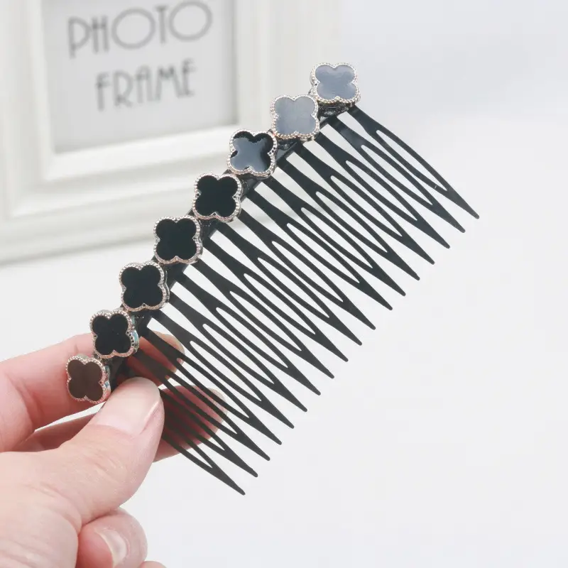 Black Pearl Hair Comb with Crystal & Pearl Accents - Image 5