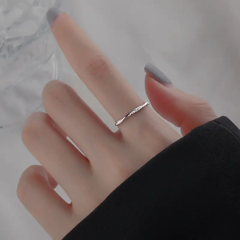 Fangxing S925 Sterling Silver Ring Women's Simple Fashion Personality All-match Niche Design Sense Opening Finger Ring Ins Style - Image 2