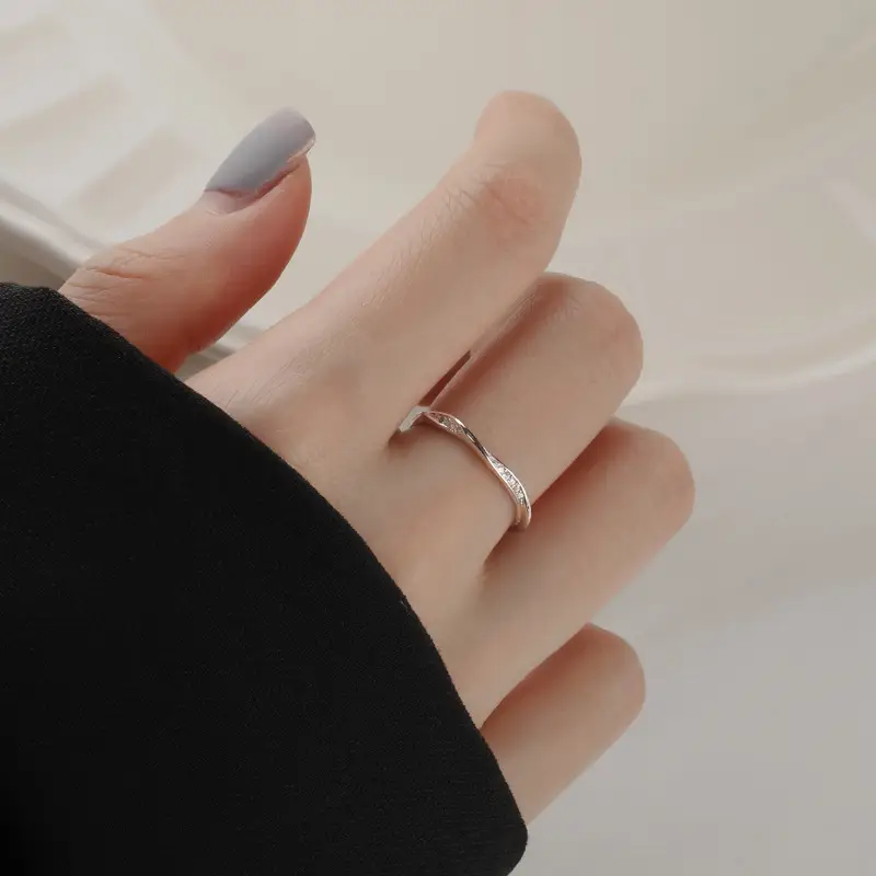 Fangxing S925 Sterling Silver Ring Women's Simple Fashion Personality All-match Niche Design Sense Opening Finger Ring Ins Style - Image 4