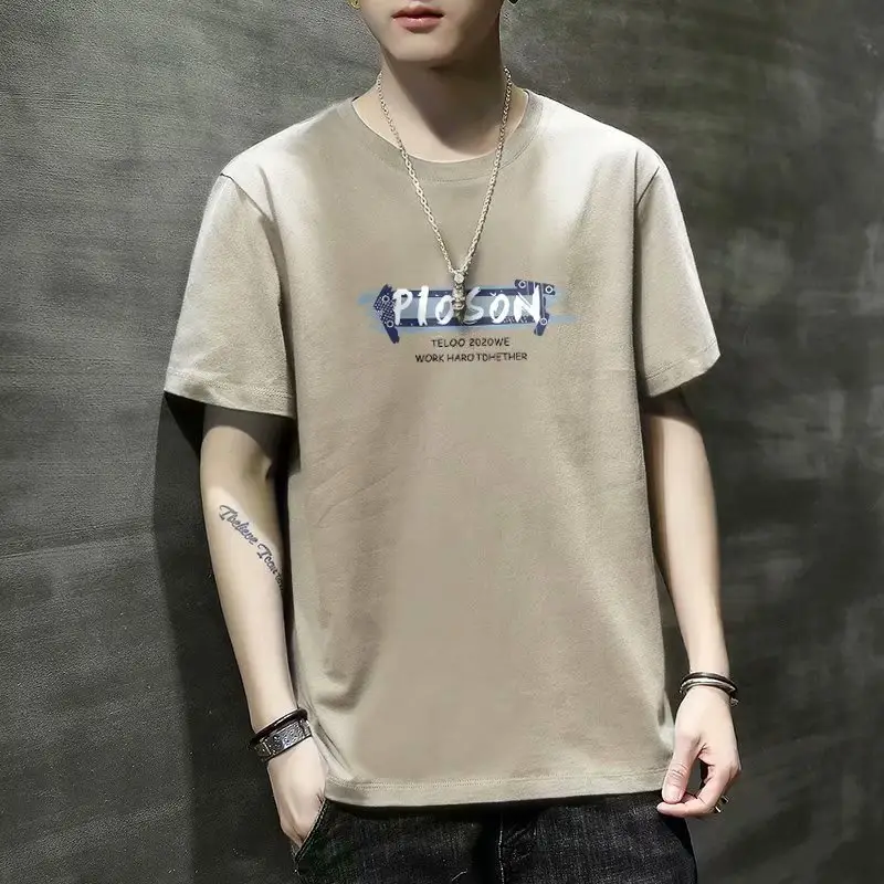 Men Blue Printed T-Shirt Short Sleeve All Match - Image 23