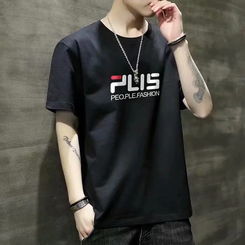 Men Blue Printed T-Shirt Short Sleeve All Match - Image 25