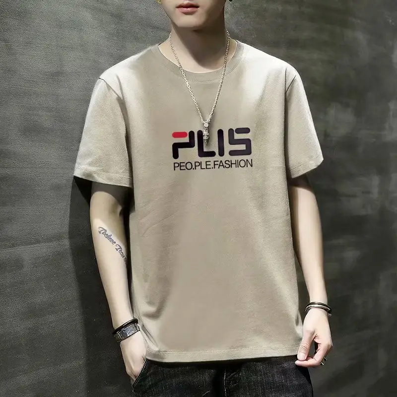 Men Blue Printed T-Shirt Short Sleeve All Match - Image 27