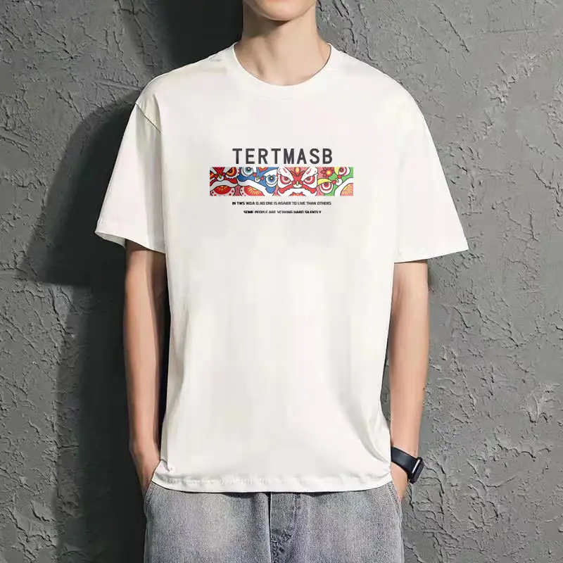 Men Blue Printed T-Shirt Short Sleeve All Match - Image 30