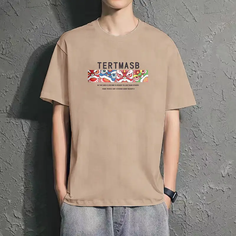 Men Blue Printed T-Shirt Short Sleeve All Match - Image 31