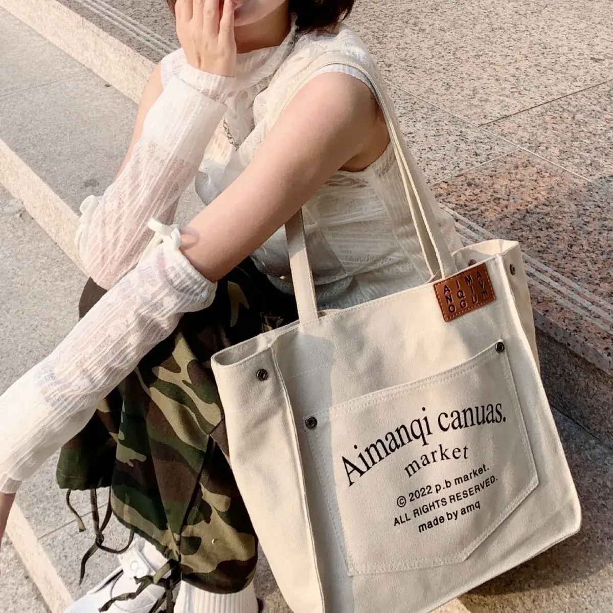Korean Style Women's Canvas Shoulder Bag Large Capacity - Image 2