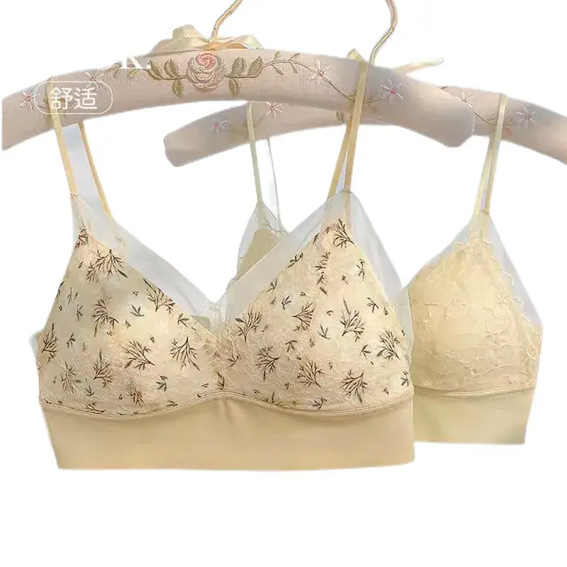 French Style Triangle Cup Bra No Underwire Seamless Back - Image 14