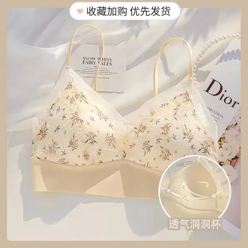 French Style Triangle Cup Bra No Underwire Seamless Back - Image 5