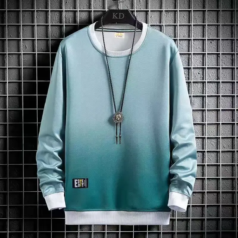 Men Korean Print Sweatshirt Set White Blue Black - Image 17