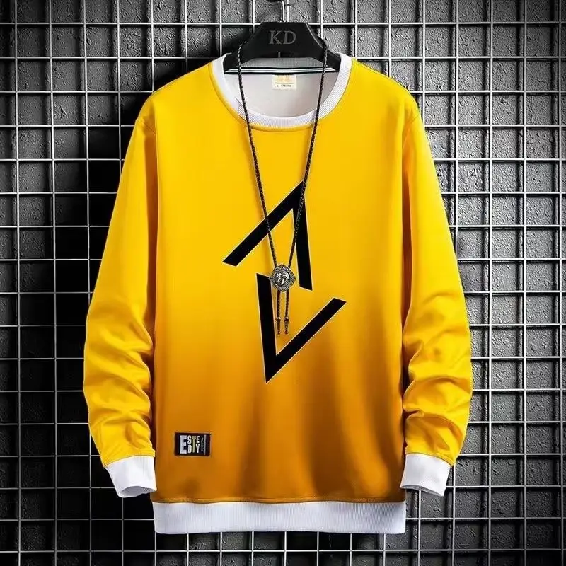 Men Korean Print Sweatshirt Set White Blue Black - Image 18