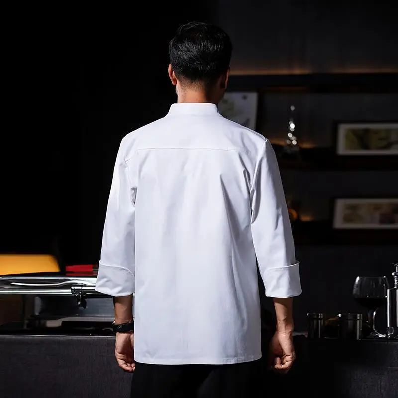 Men's White Long Sleeve Kitchen Chef Suit Autumn Winter - Image 2
