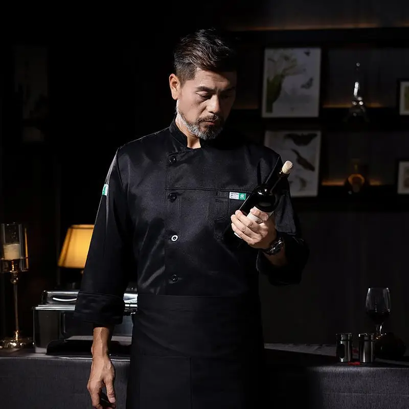 Men's White Long Sleeve Kitchen Chef Suit Autumn Winter - Image 4