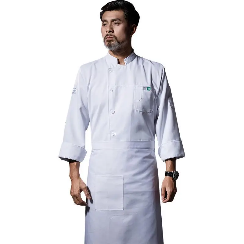 Men's White Long Sleeve Kitchen Chef Suit Autumn Winter - Image 5