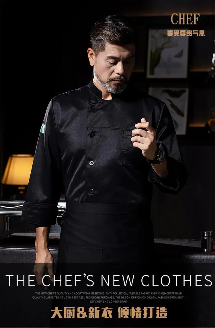 Men's White Long Sleeve Kitchen Chef Suit Autumn Winter — feature 3