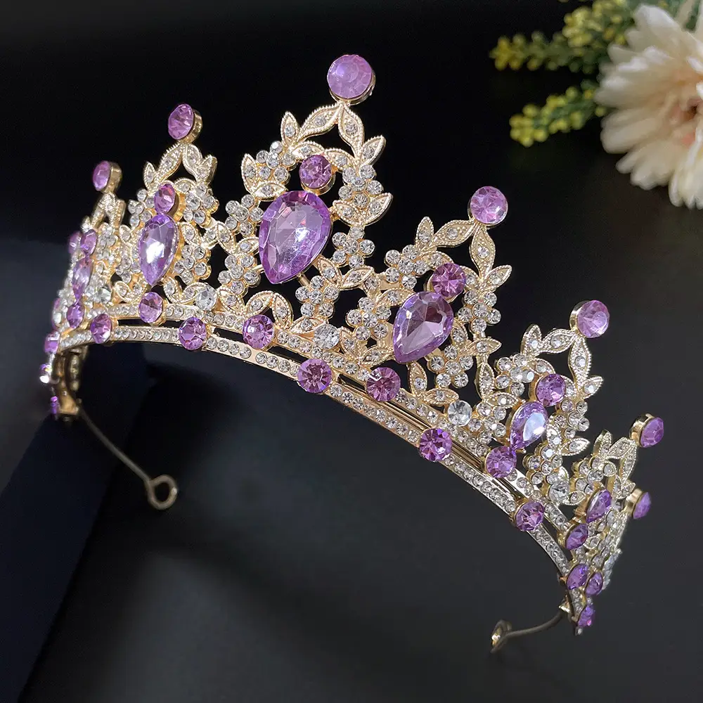 European & American Bridal Crown with Green Rhinestones