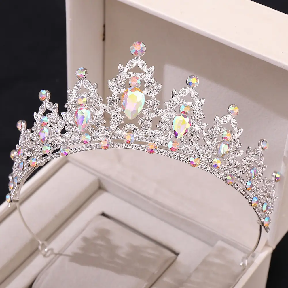 European & American Bridal Crown with Green Rhinestones