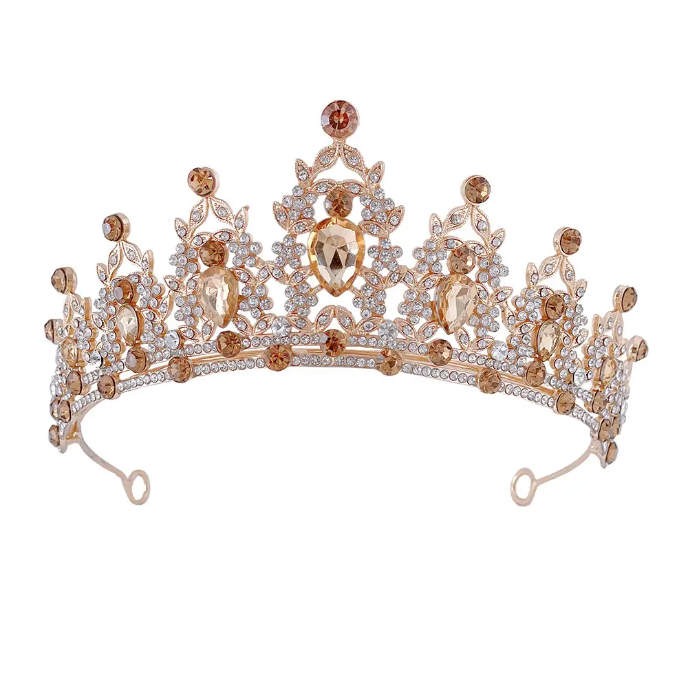 European & American Bridal Crown with Green Rhinestones