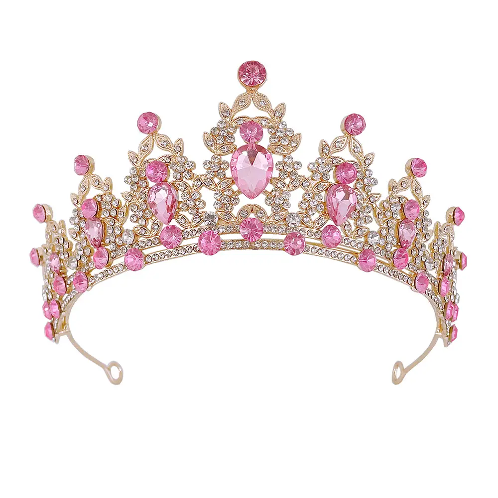 European & American Bridal Crown with Green Rhinestones