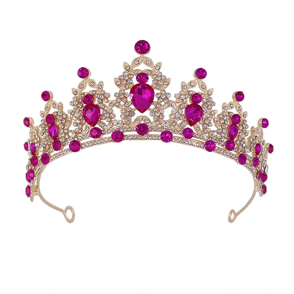European & American Bridal Crown with Green Rhinestones