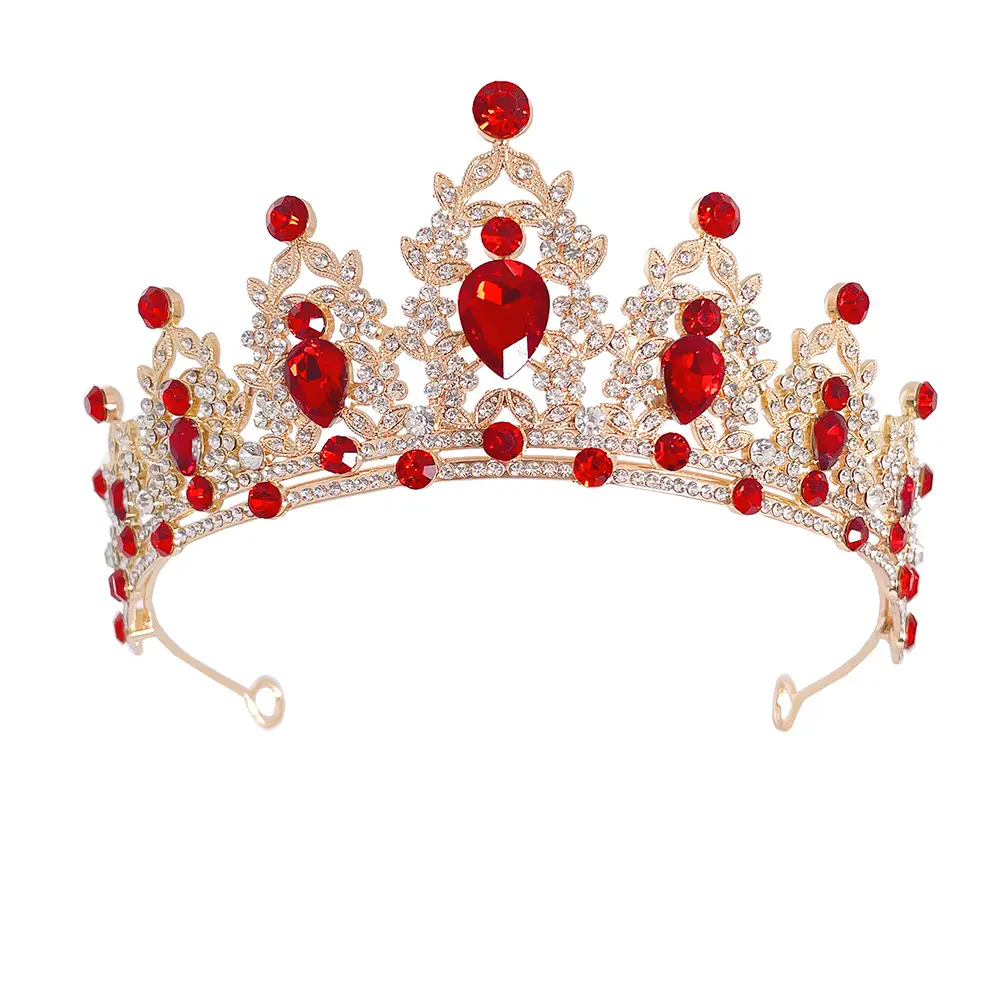 European & American Bridal Crown with Green Rhinestones