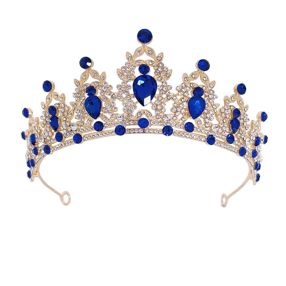 European & American Bridal Crown with Green Rhinestones