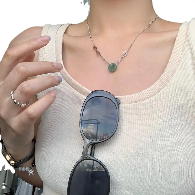 Women's New Chinese Style Safe Buckle Necklace with Crystal Pendant - Image 5