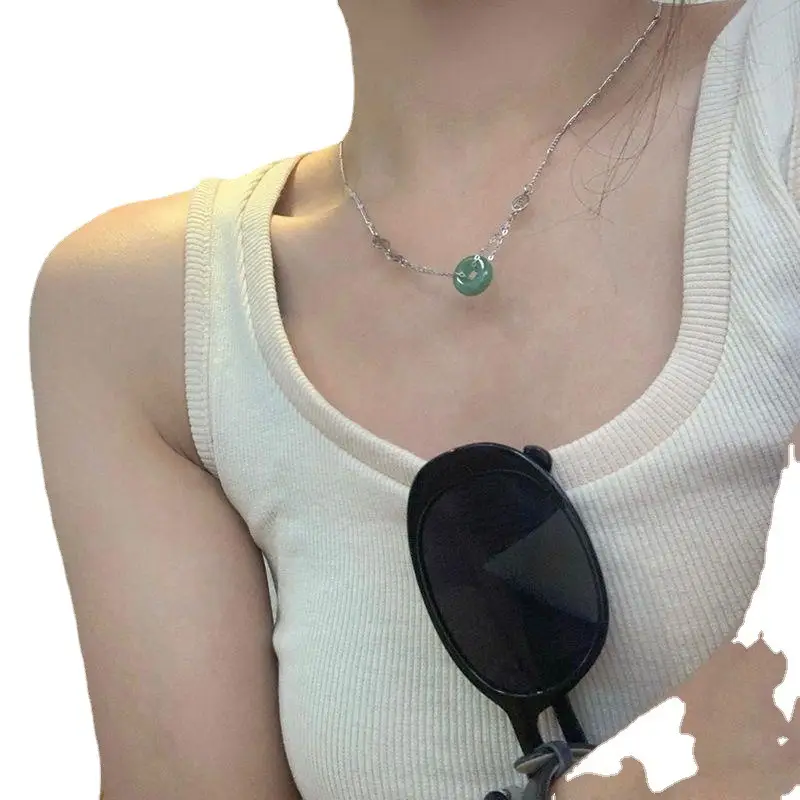Women's New Chinese Style Safe Buckle Necklace with Crystal Pendant - Image 6