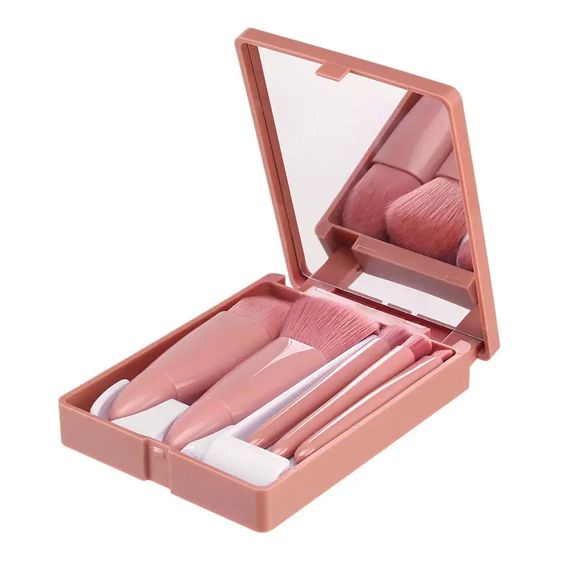 5-Piece Makeup Brush Travel Set with Mirror - Image 9