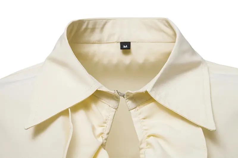 2025 Summer Men's Long Sleeve Steampunk Ruffled Shirt White Black Yellow — feature 14